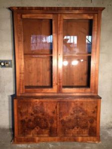 Elegant Charles X Walnut and Burled Walnut Bookcase